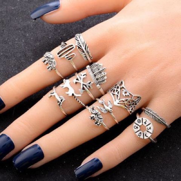 12 Pcs Boho Antique Silver Arrow Fox Carved Animal - Picture 5 of 15